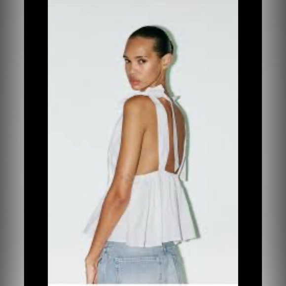 Zara poplin top with bow tie - Picture 4 of 4